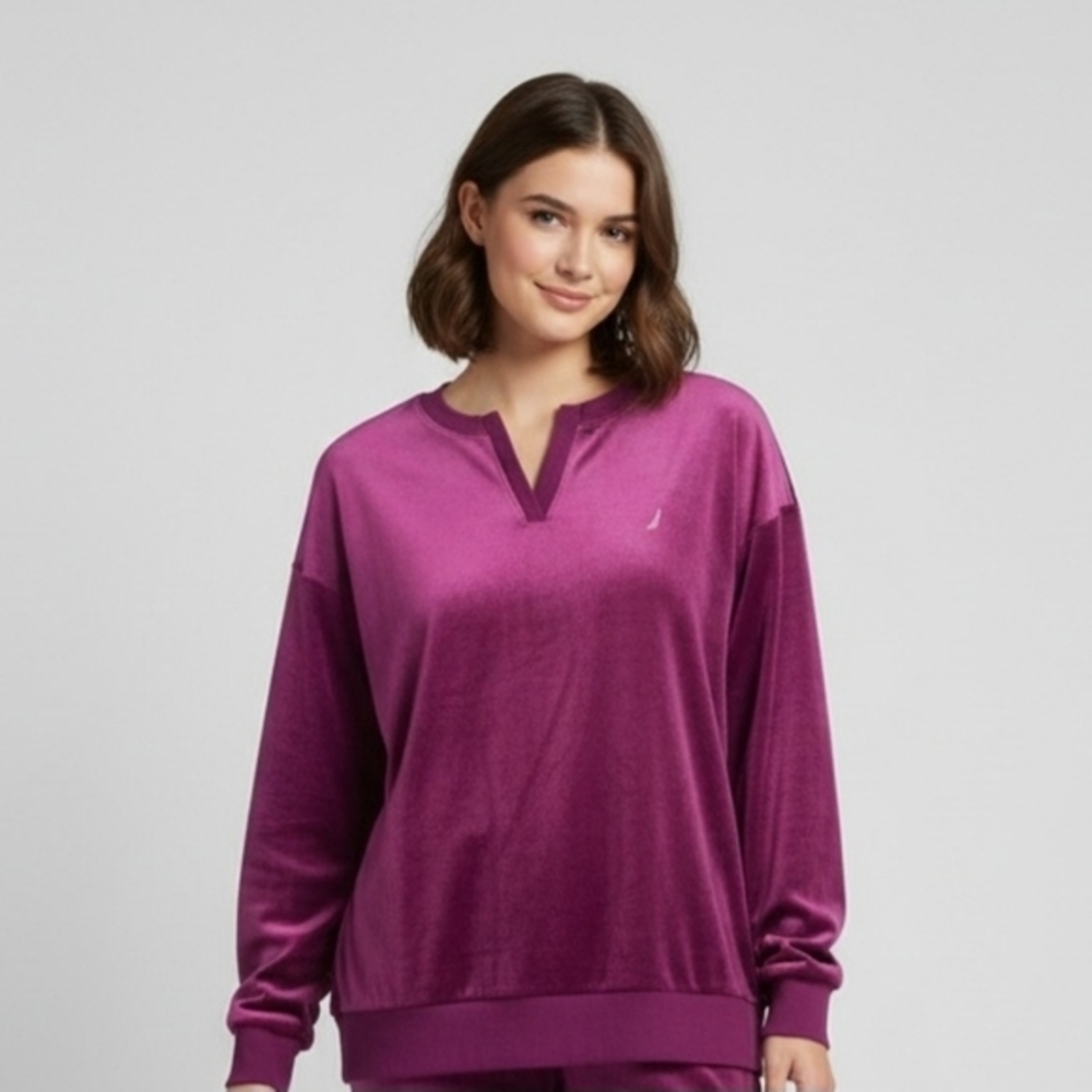 Nautica Velour Long Sleeve Shirt Size L NWOT
